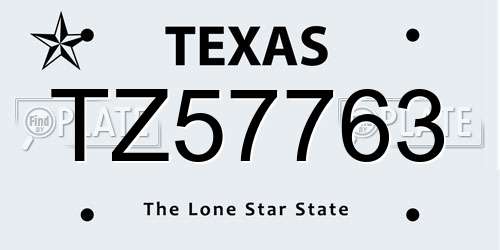 TZ57763 Texas License Plate