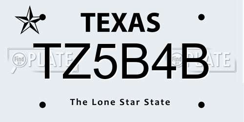 TZ5B4B Texas License Plate
