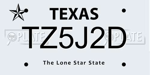 TZ5J2D Texas License Plate