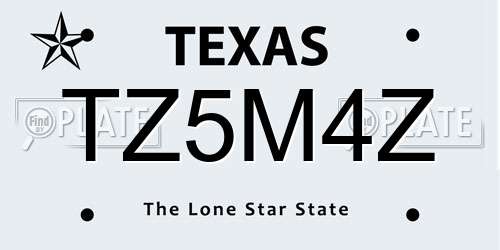 TZ5M4Z Texas License Plate