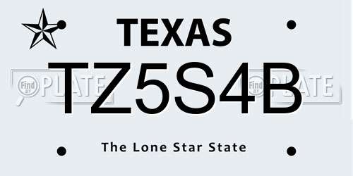 TZ5S4B Texas License Plate