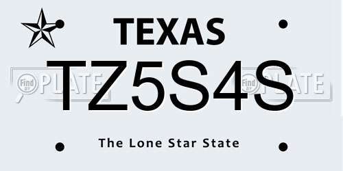 TZ5S4S Texas License Plate