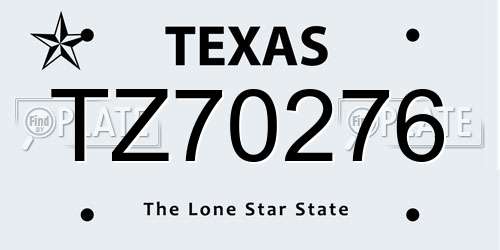 TZ70276 Texas License Plate