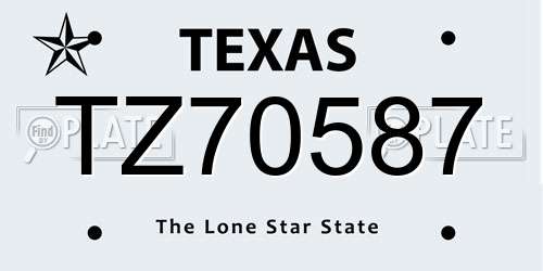 TZ70587 Texas License Plate