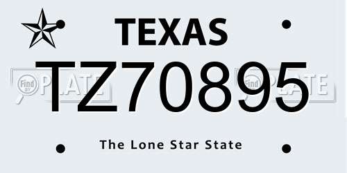TZ70895 Texas License Plate