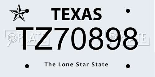 TZ70898 Texas License Plate