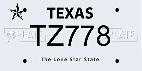 TZ778 Texas License Plate