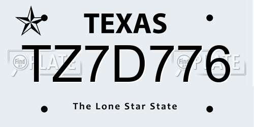 TZ7D776 Texas License Plate