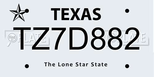 TZ7D882 Texas License Plate