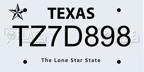 TZ7D898 Texas License Plate