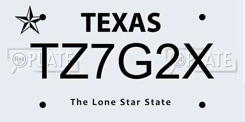 TZ7G2X Texas License Plate