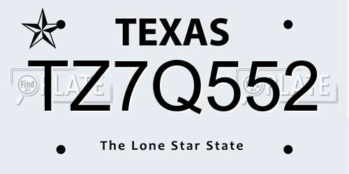 TZ7Q552 Texas License Plate