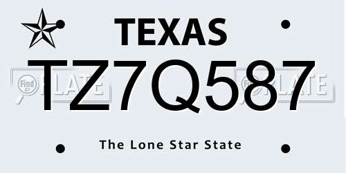 TZ7Q587 Texas License Plate