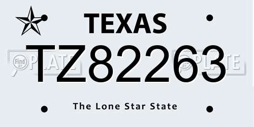 TZ82263 Texas License Plate