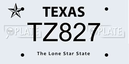 TZ827 Texas License Plate