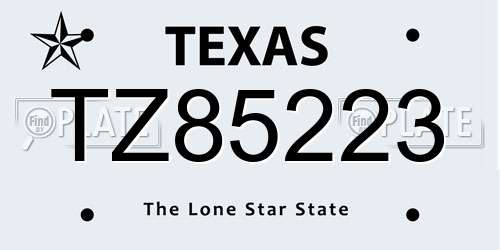 TZ85223 Texas License Plate
