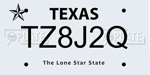 TZ8J2Q Texas License Plate