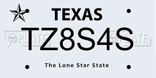 TZ8S4S Texas License Plate