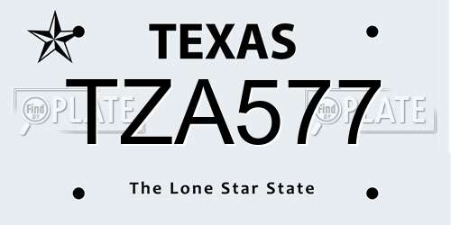 TZA577 Texas License Plate