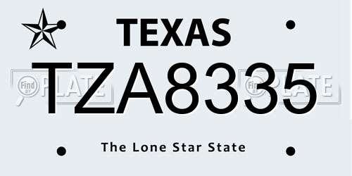 TZA8335 Texas License Plate