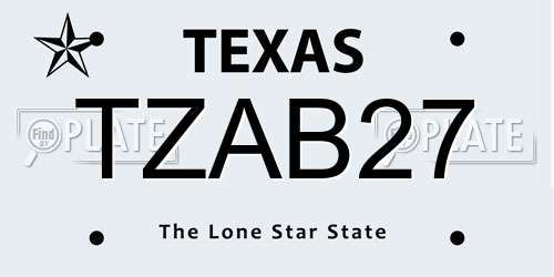 TZAB27 Texas License Plate