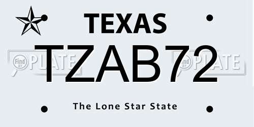 TZAB72 Texas License Plate
