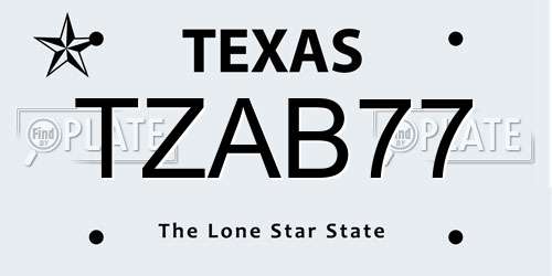 TZAB77 Texas License Plate