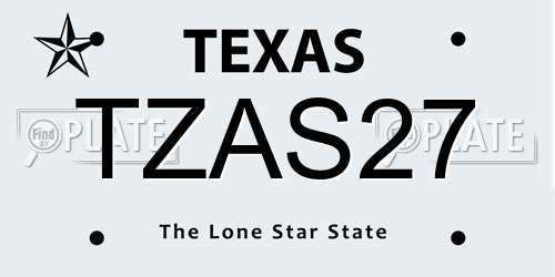 TZAS27 Texas License Plate