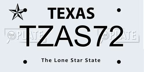 TZAS72 Texas License Plate