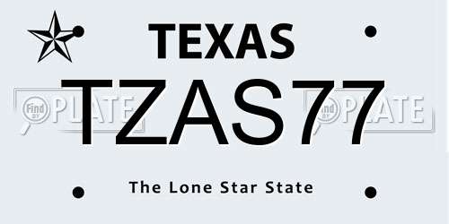 TZAS77 Texas License Plate