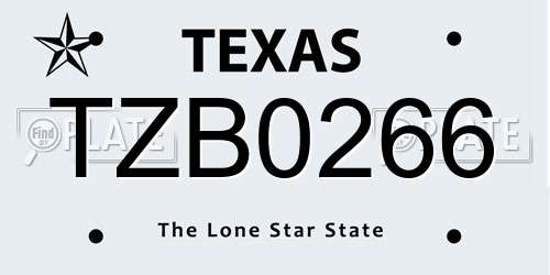 TZB0266 Texas License Plate