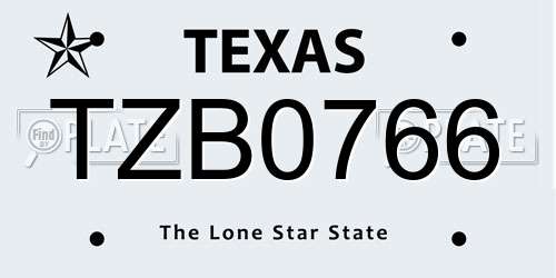 TZB0766 Texas License Plate