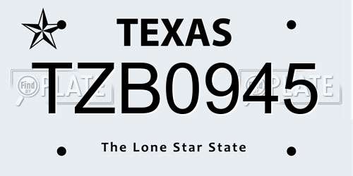TZB0945 Texas License Plate