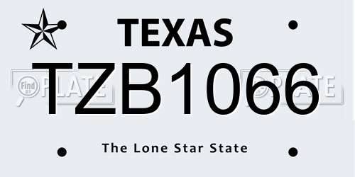 TZB1066 Texas License Plate