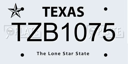 TZB1075 Texas License Plate