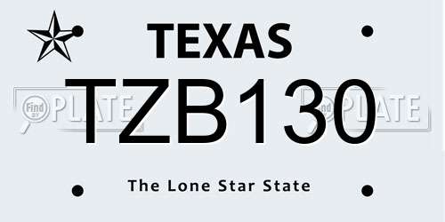 TZB130 Texas License Plate