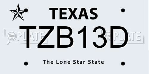 TZB13D Texas License Plate