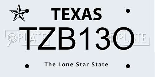 TZB13O Texas License Plate