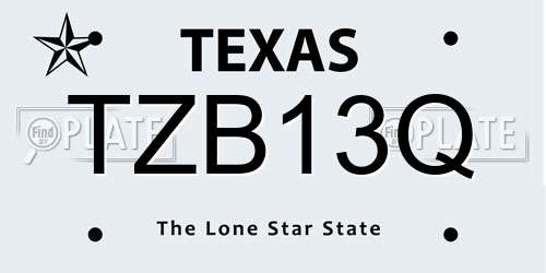 TZB13Q Texas License Plate