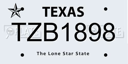 TZB1898 Texas License Plate