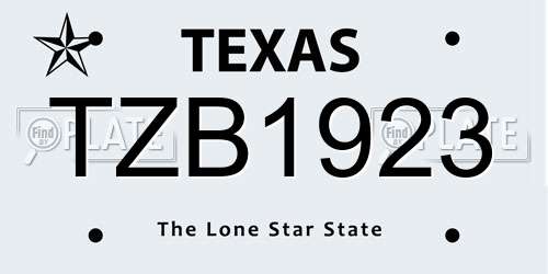 TZB1923 Texas License Plate