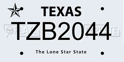 TZB2044 Texas License Plate