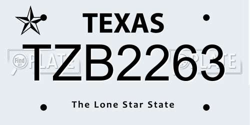 TZB2263 Texas License Plate