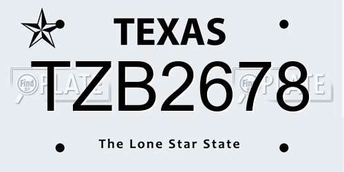 TZB2678 Texas License Plate