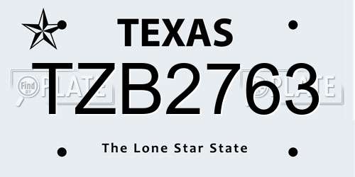 TZB2763 Texas License Plate