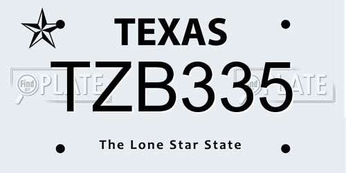 TZB335 Texas License Plate