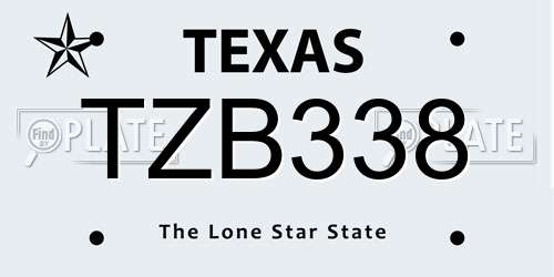 TZB338 Texas License Plate