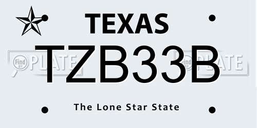 TZB33B Texas License Plate