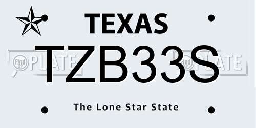 TZB33S Texas License Plate