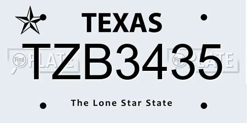 TZB3435 Texas License Plate